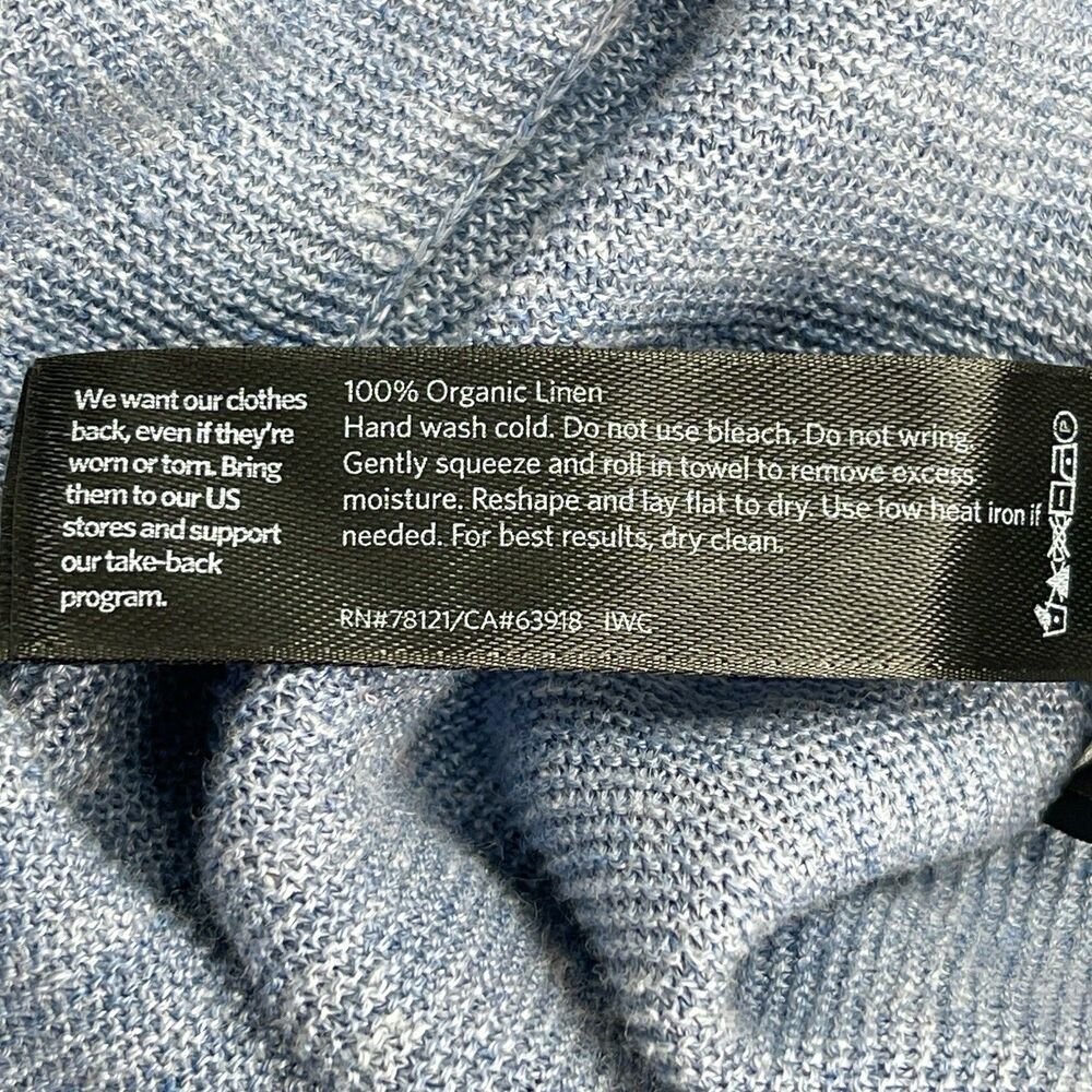 Eileen Fisher Organic Linen Melange Poncho Womerns One Size Asymmetrical Blue - Picture 8 of 8